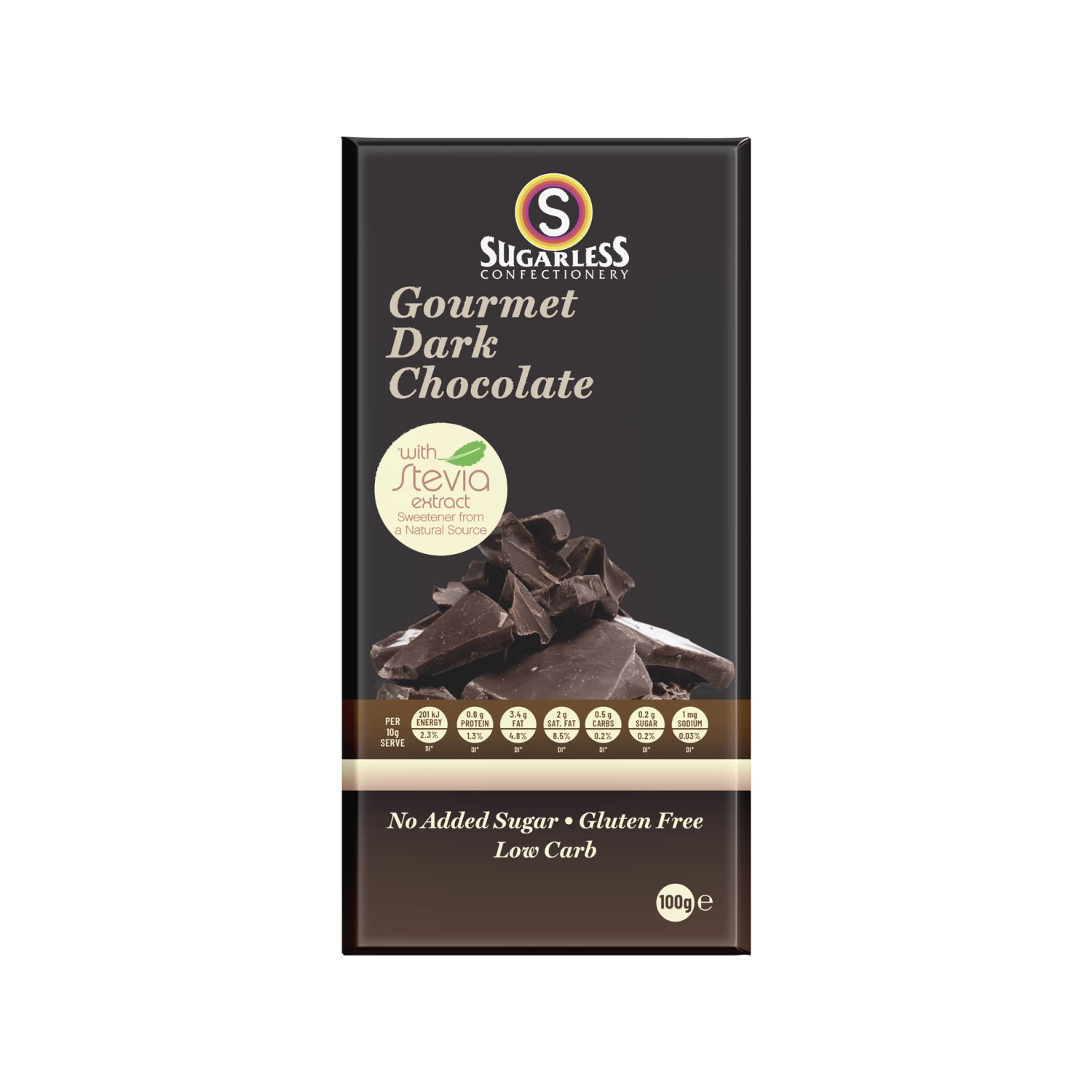 Gourmet Dark Chocolate Sugarless Block 100g 1 Gourmet Dark Chocolate Sugarless Block 100g