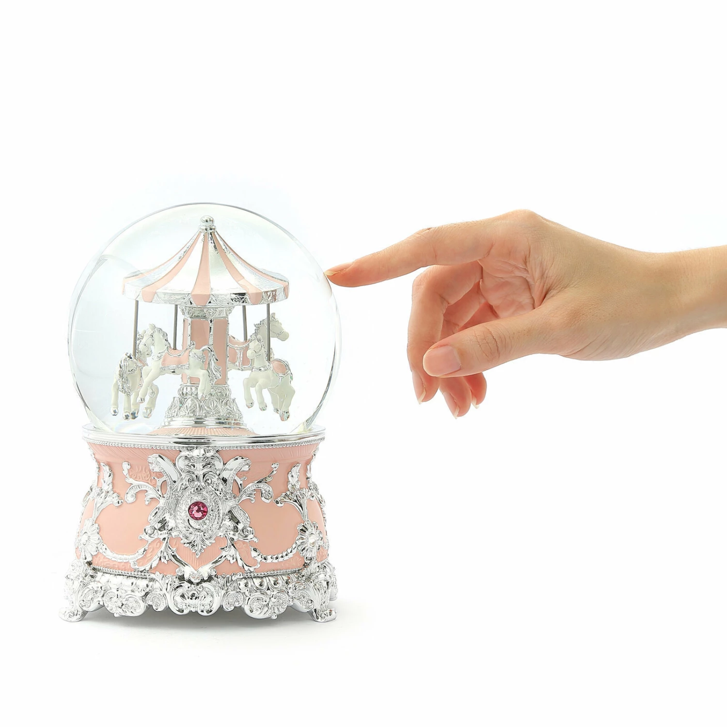 Carousel (Silver Pink) Musical Water Globe – (Duplicate Imported From WooCommerce) 5 Carousel (Silver Pink) Musical Water Globe – (Duplicate Imported From WooCommerce) - Image 5