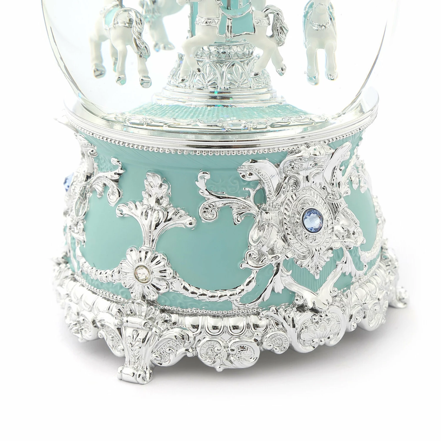 Tiffany Blue Carousel Musical Water Globe 4 Tiffany Blue Carousel Musical Water Globe - Image 4