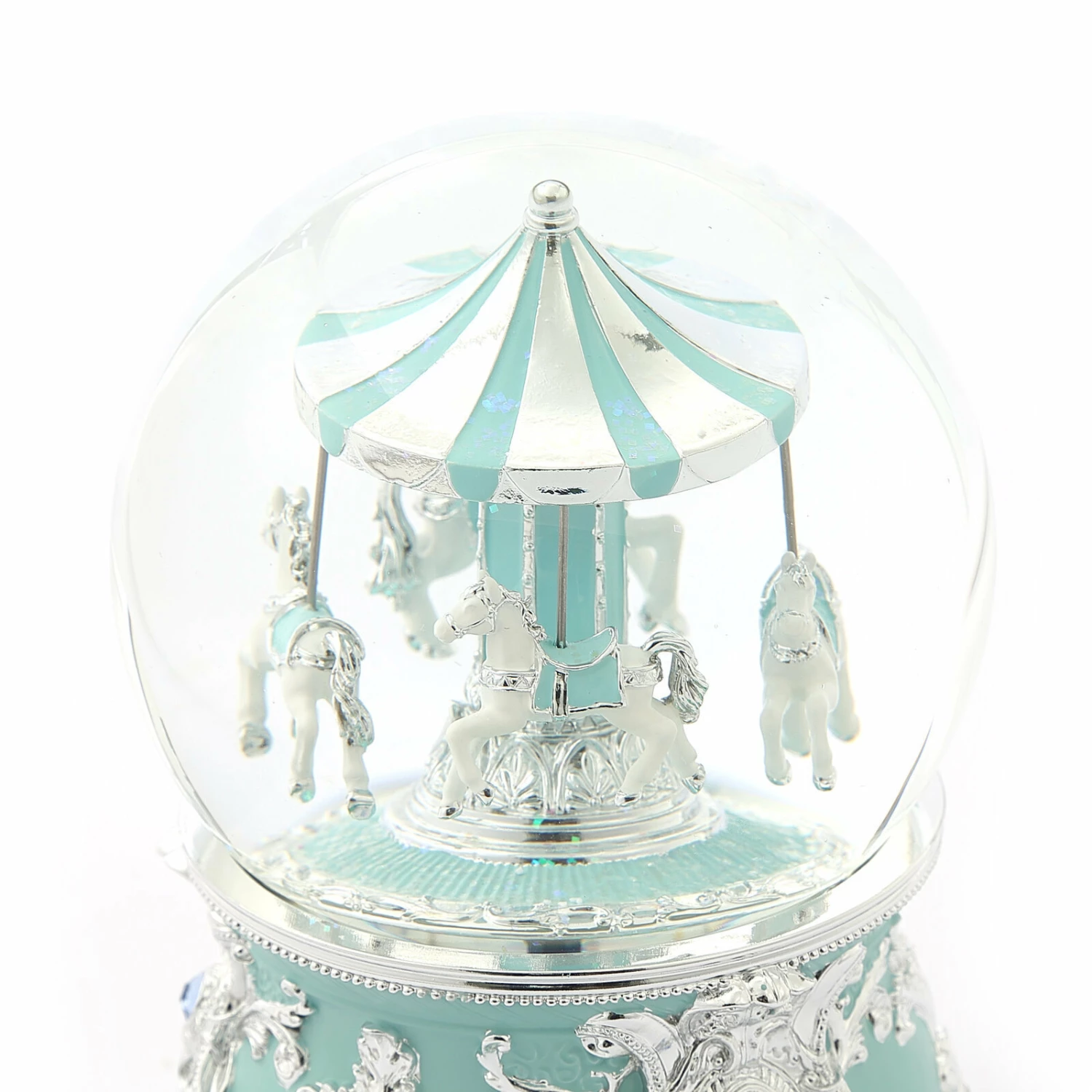 Tiffany Blue Carousel Musical Water Globe 1 Tiffany Blue Carousel Musical Water Globe