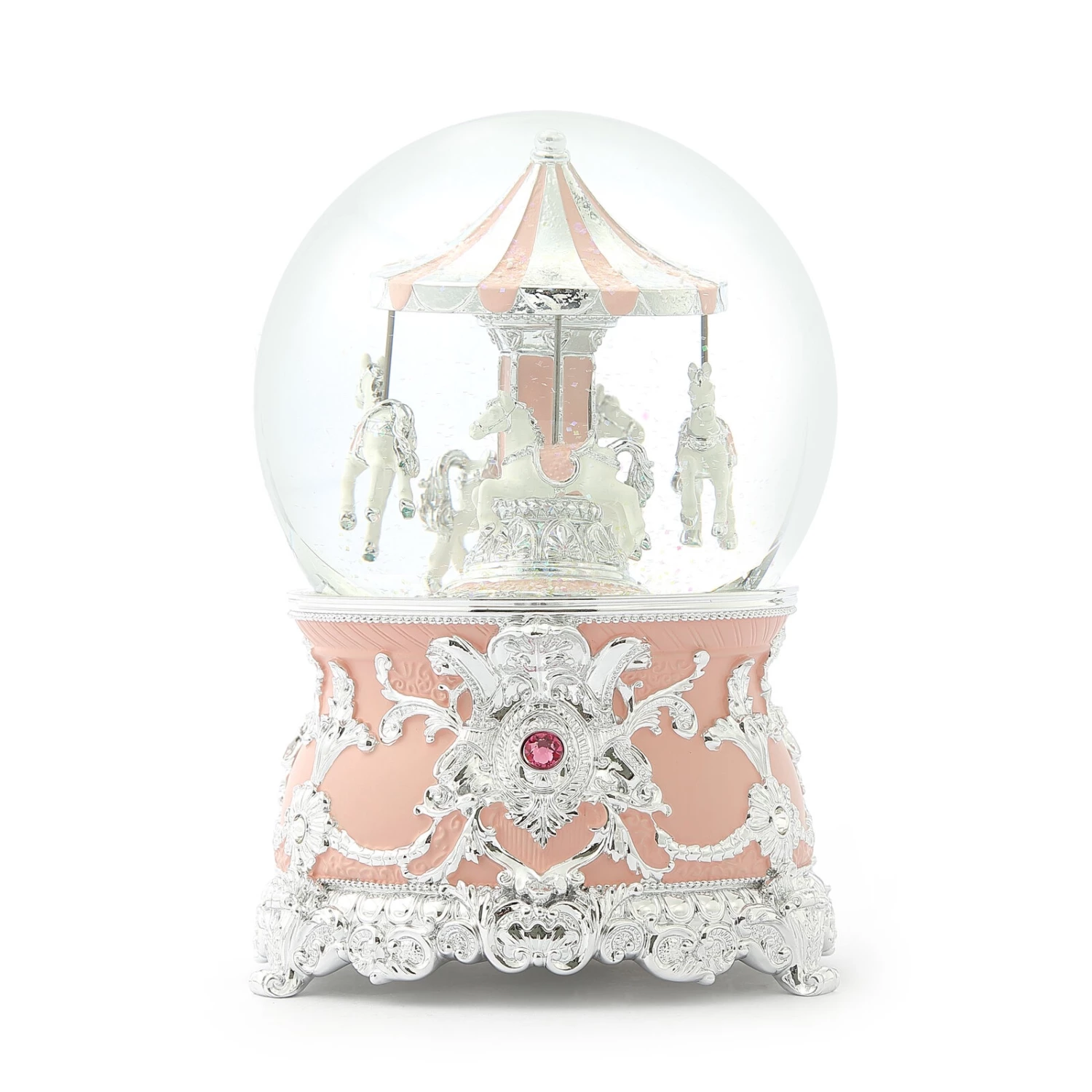 Carousel (Silver Pink) Musical Water Globe – (Duplicate Imported From WooCommerce) 2 Carousel (Silver Pink) Musical Water Globe – (Duplicate Imported From WooCommerce) - Image 2