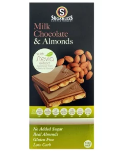 Sugarless Milk Chocolate & Almond With Stevia 150g